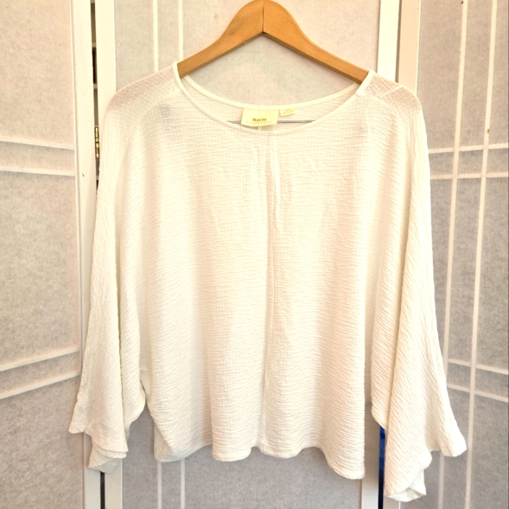 MAEVE by Anthropologie white slouchy lagenlook top blouse viscose blend